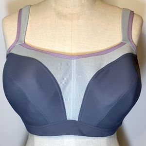 Panache 34G Grey & Purple underwire sports bra. Adjustable strap racerback hook